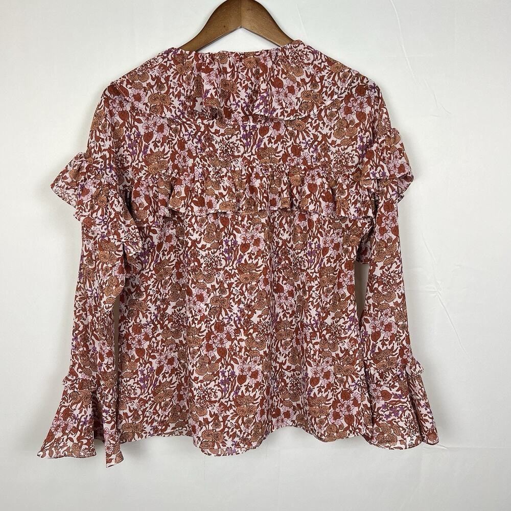 J . Crew Ruffle Crinkle Chiffon Top in Fête Floral Shirt Size S - Picture 6 of 11